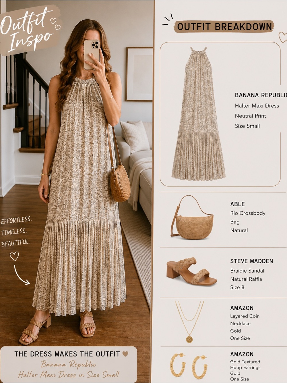 Banana Republic Cream and Black Maxi Dress